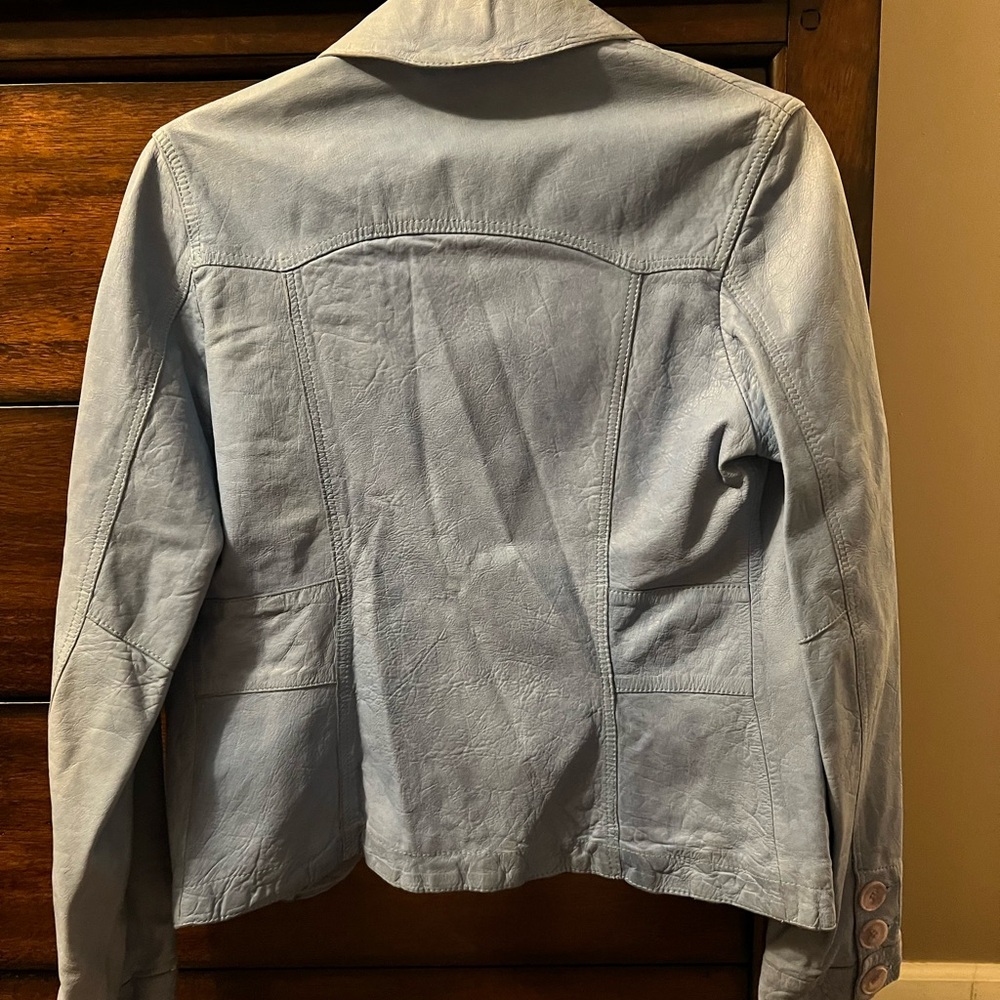 Women’s DNA Light Blue Leather Jacket - Picture 4 of 9